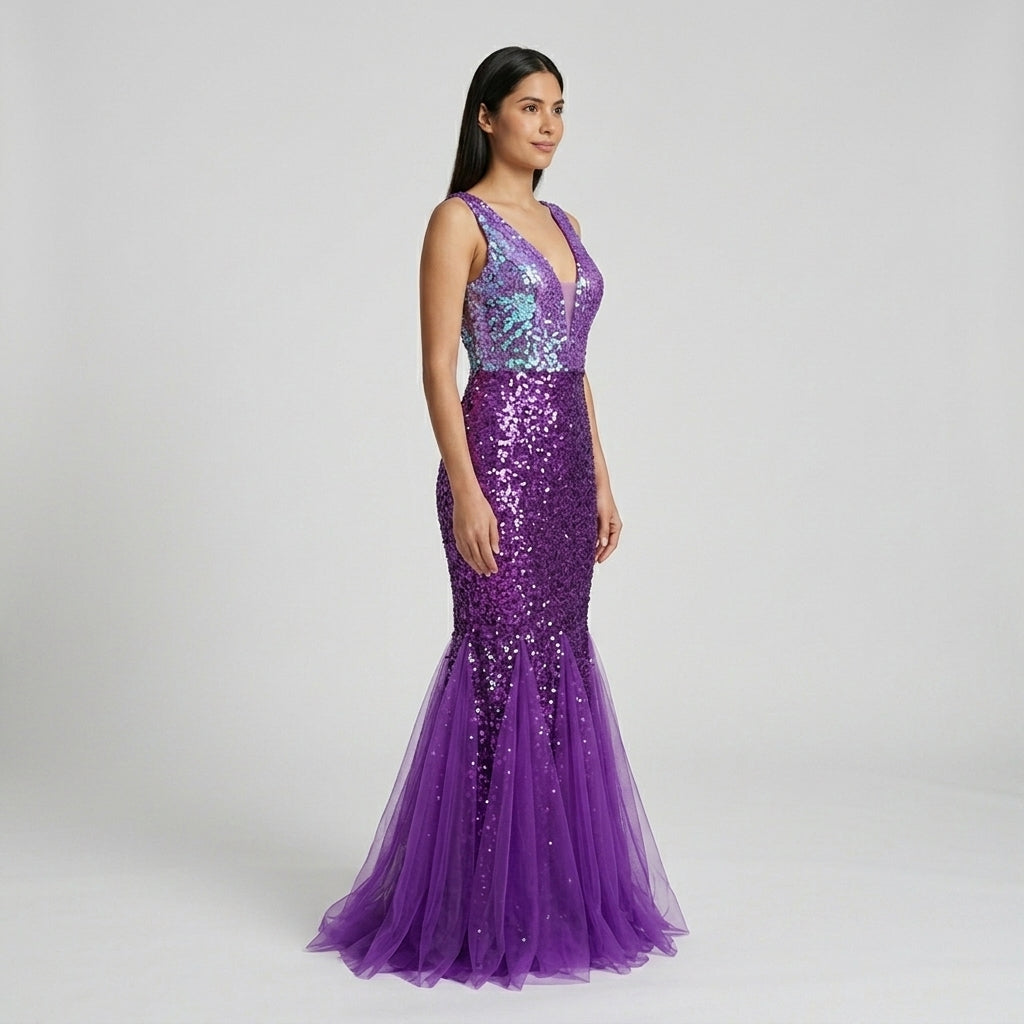 Vestido Purpura Brillante - VD006