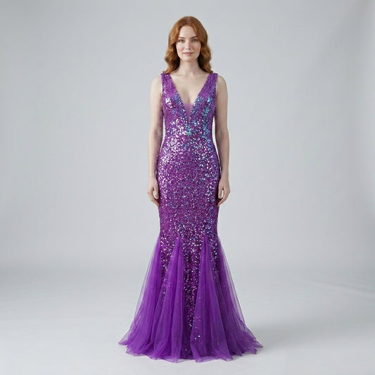 Vestido Purpura Brillante - VD006